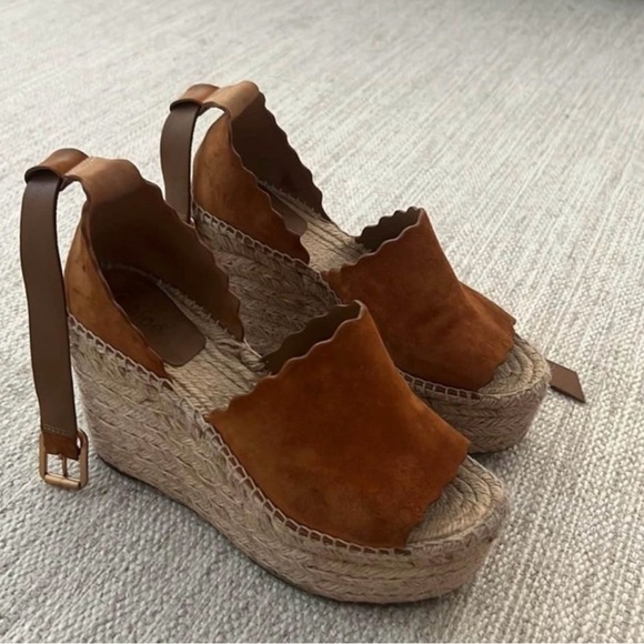 Chloe Suede Wipstitch Trim Espadrilles - Picture 2 of 6